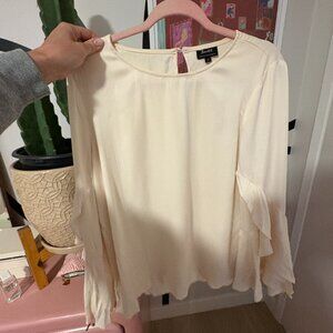 bardot cream silk top with cher sleeves